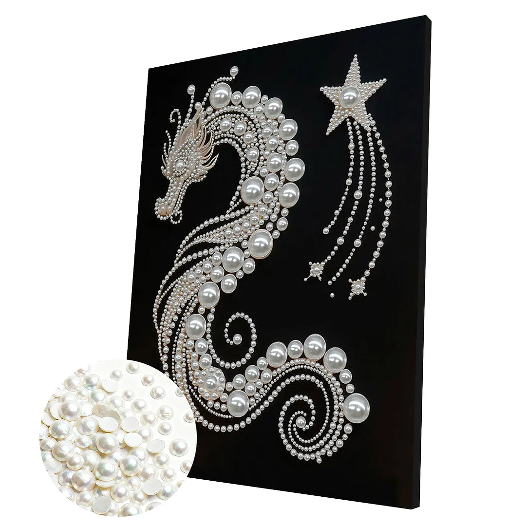 DIY Pearl Painting With Frame - Handmade Self-Adhesive Pearls - Dragon (30*40cm) B