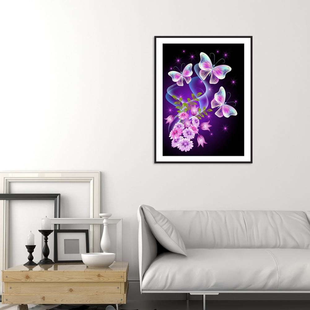 Diamond Painting - Full Round - Flower Butterfly E