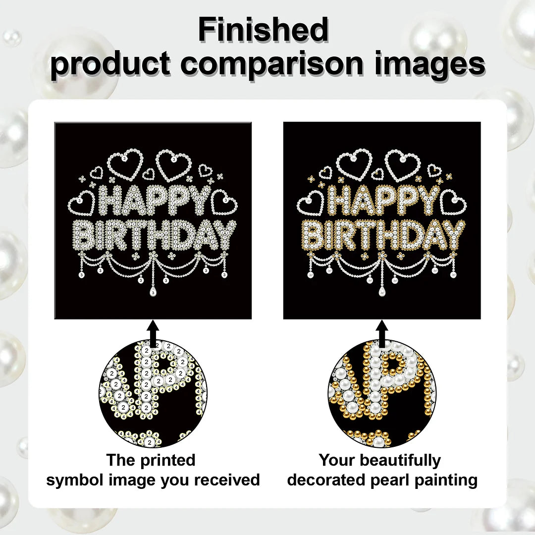 DIY Pearl Painting With Frame - Handmade Self-Adhesive Pearls - Birthday (25*25cm)