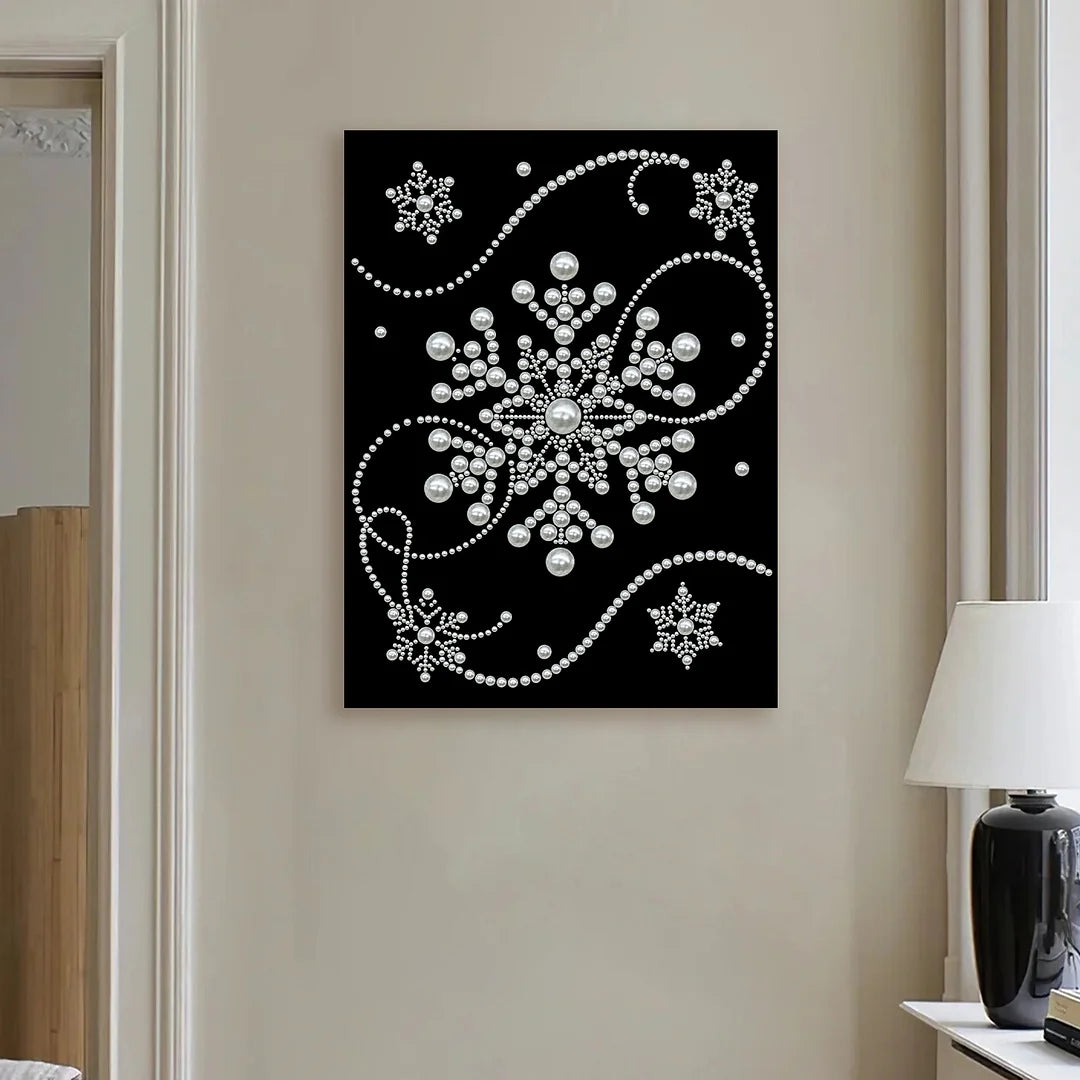 DIY Pearl Painting With Frame - Handmade Self-Adhesive Pearls - Snowflake (30*40cm) B