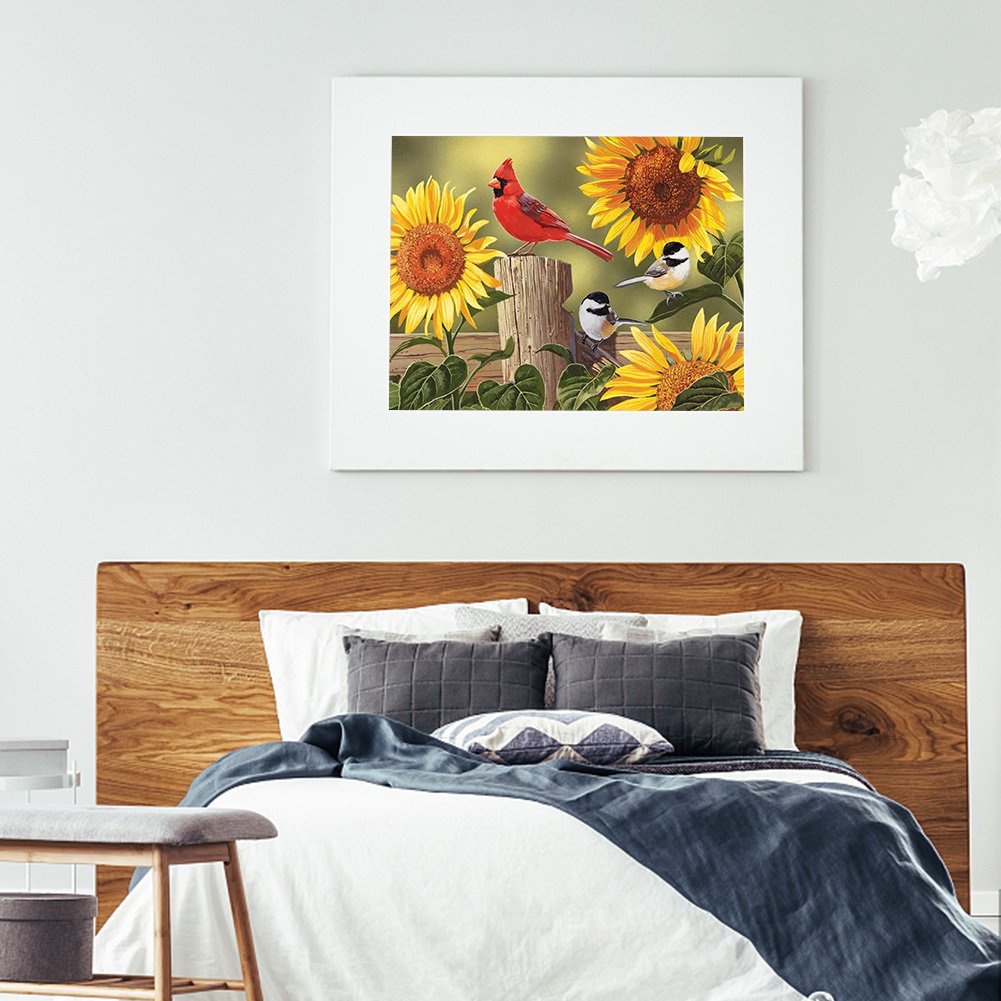 Diamond Painting - Full Round -Sunflower Birds