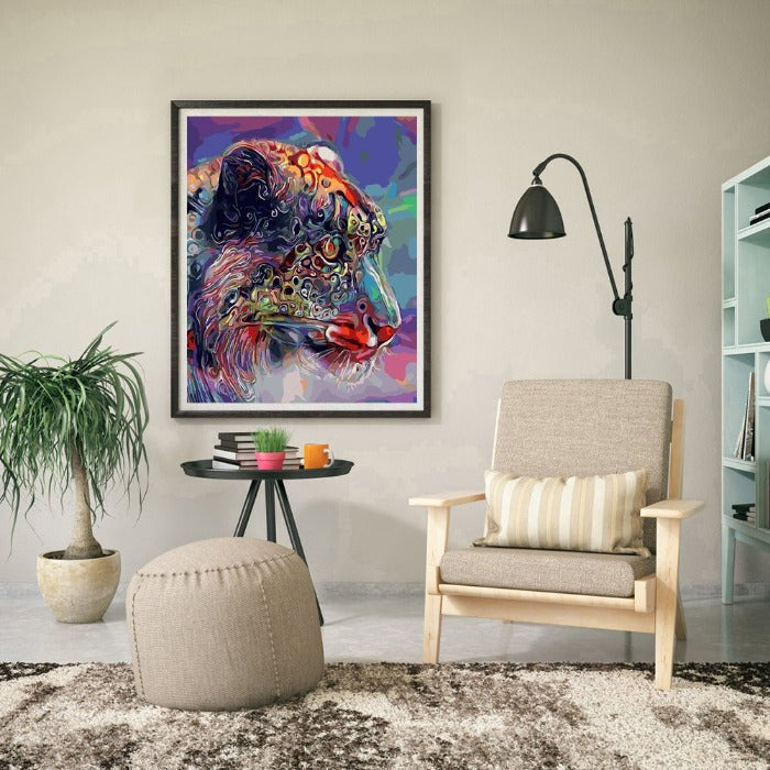 Oil Painting By Numbers Leopard Canvas Coloring Picture