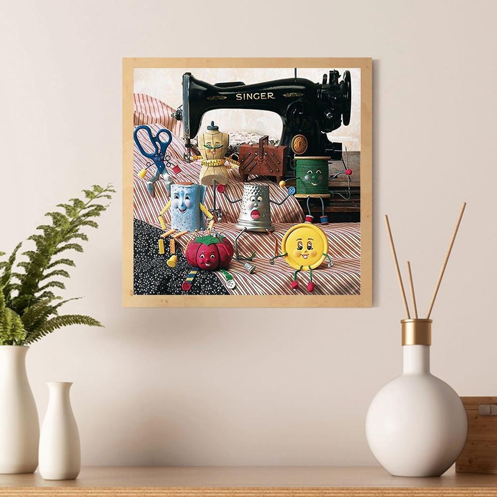 Diamond Painting - Full Round - Cartoon Sewing Machine