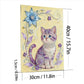 DIY Pearl Painting With Frame - Handmade Self-Adhesive Pearls - Flower Cat (30*40cm) B