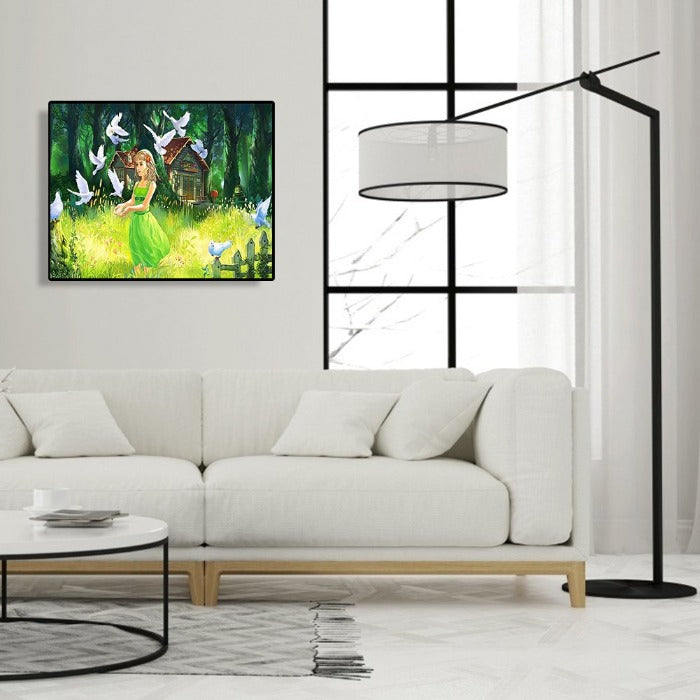 Girl Hand Painted Canvas Living Room Wall Art Picture Craft  
