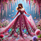 Diamond Painting - Full Round / Square - Girl In Red Evening Dress