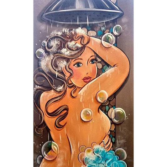 Diamond Painting Partial Round Shower Beauty