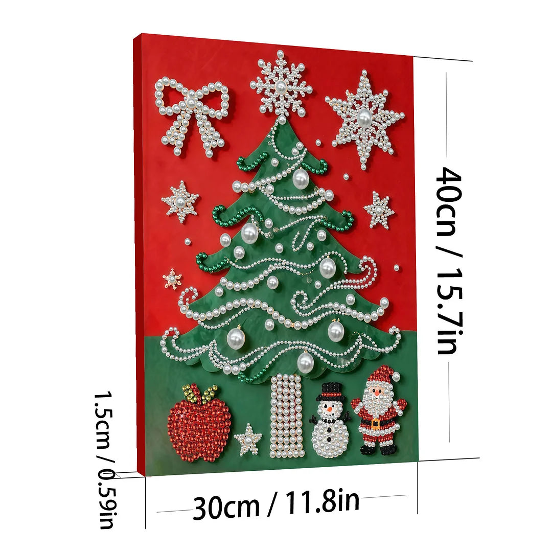 DIY Pearl Painting With Frame - Handmade Self-Adhesive Pearls - Christmas Tree (30*40cm)