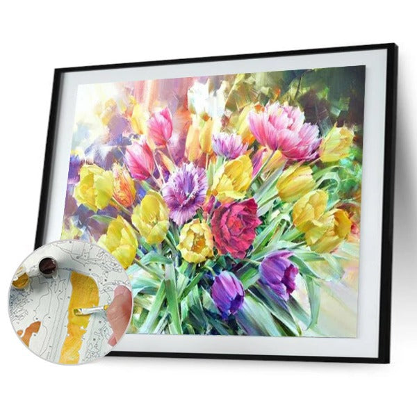 Bouquet Oil Painting By Numbers DIY Hand Painted Canvas Picture Wall Art