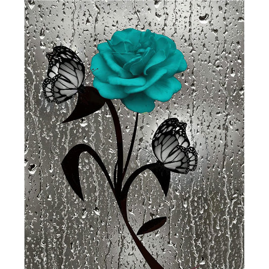 5D Diy Diamond Painting Kit Full Round Beads Flower Butterfly