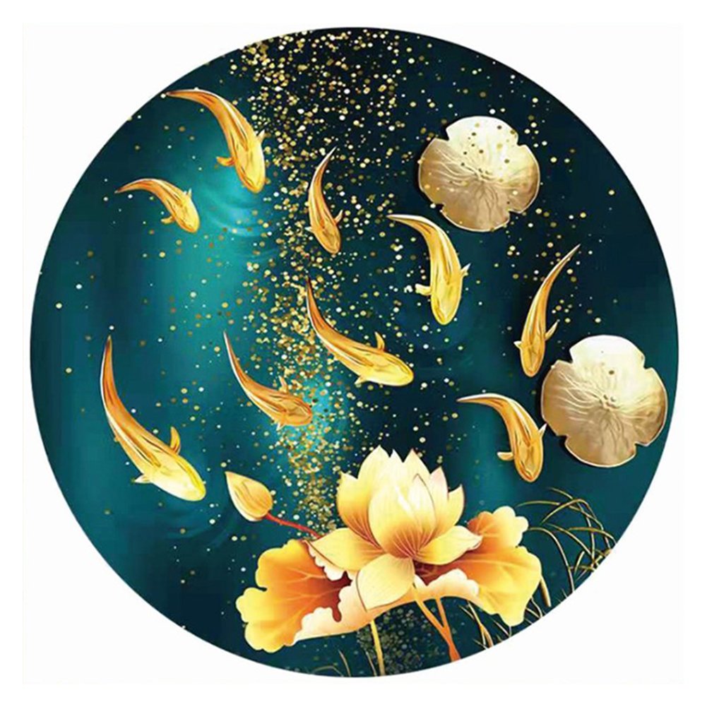11ct Stamped Cross Stitch Lotus and Fish (50*50cm)