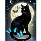 Diamond Painting - Full Round / Square - Moon Night Black Cat