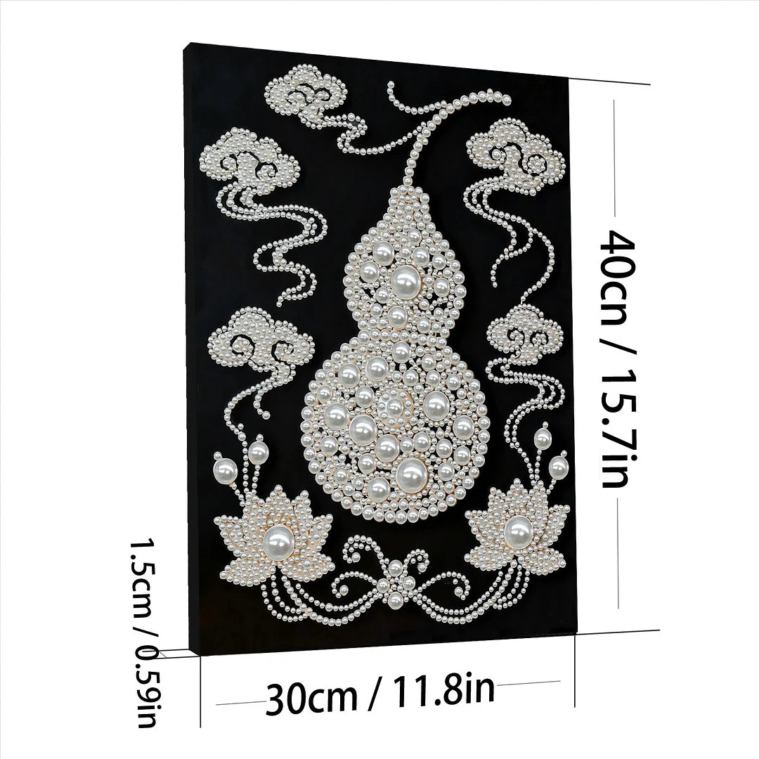 DIY Pearl Painting With Frame - Handmade Self-Adhesive Pearls - Gourd (30*40cm)