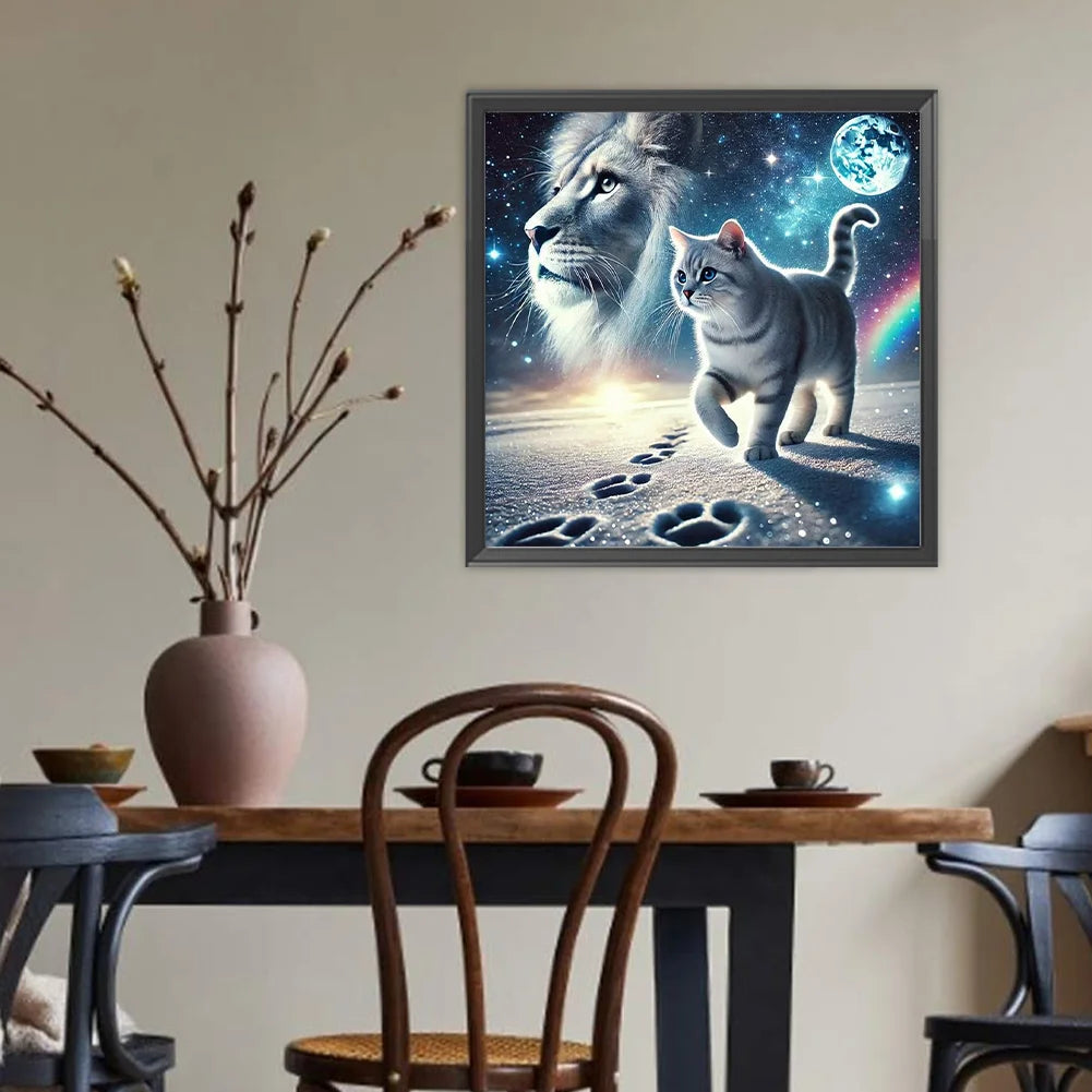 Diamond Painting - Full Round / Square - Cat and Lion