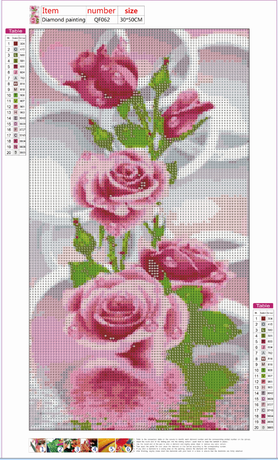 Diamond Painting - Full Round - Pink Rose (30*50cm)