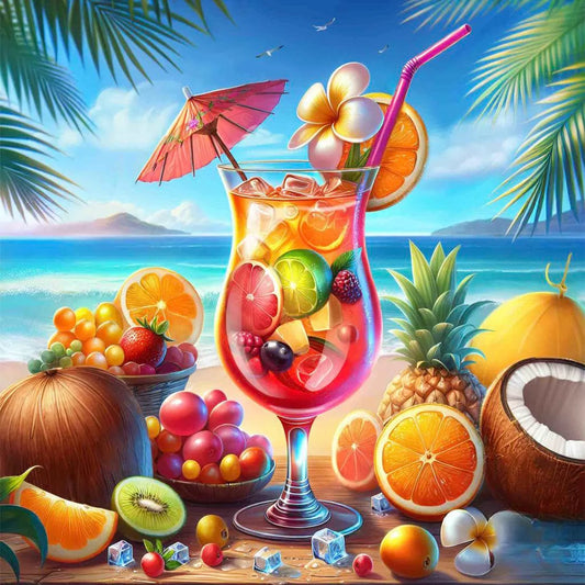 Diamond Painting - Full Round / Square - Summer Beach Fruit Drink