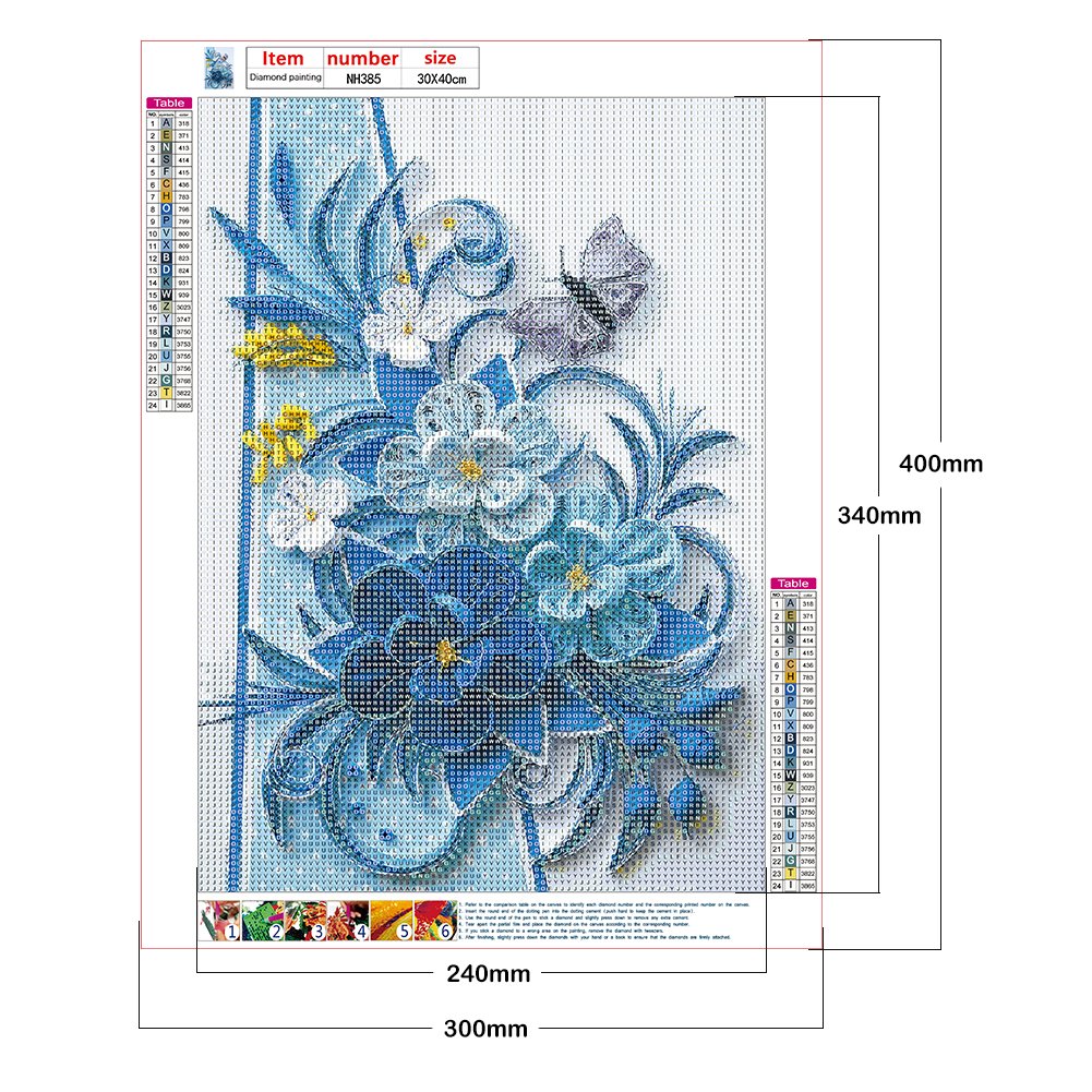 Diamond Painting - Full Round -Butterfly Flowers