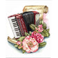 Diamond Mosaic Embroidery Kit Flower Musical Instrument