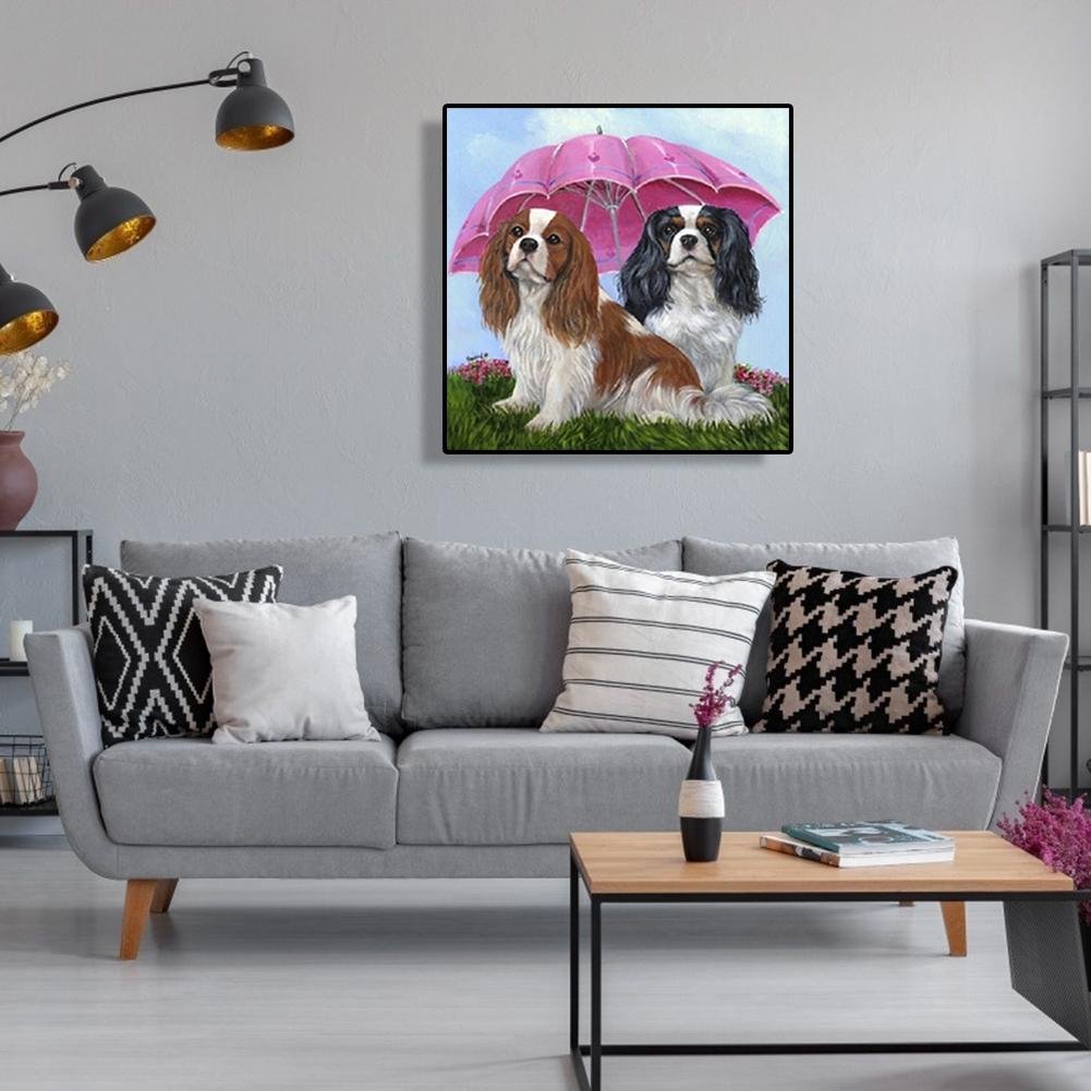 Diamond Painting - Full Round - Dogs Under Umbrella (40*40cm)