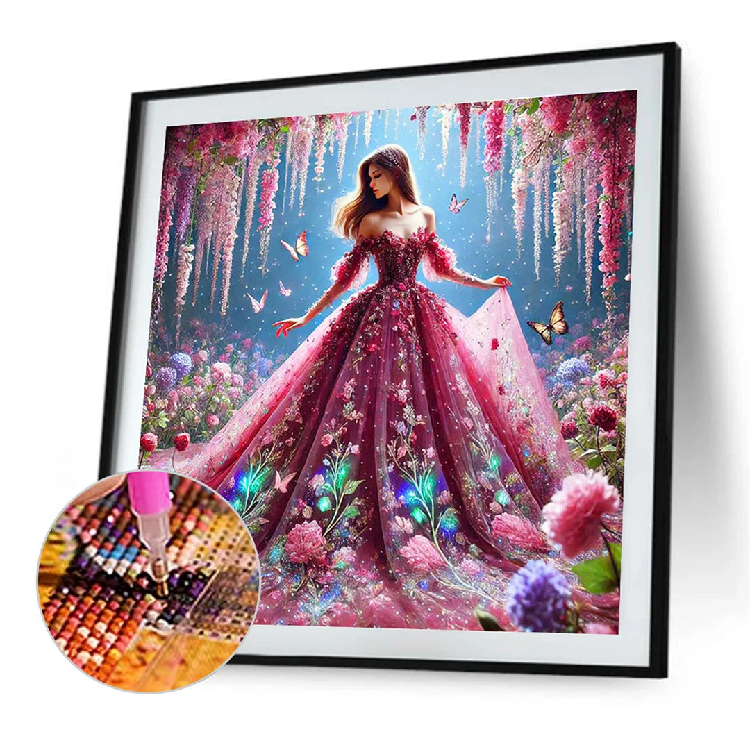 Diamond Painting - Full Round / Square - Girl In Red Evening Dress