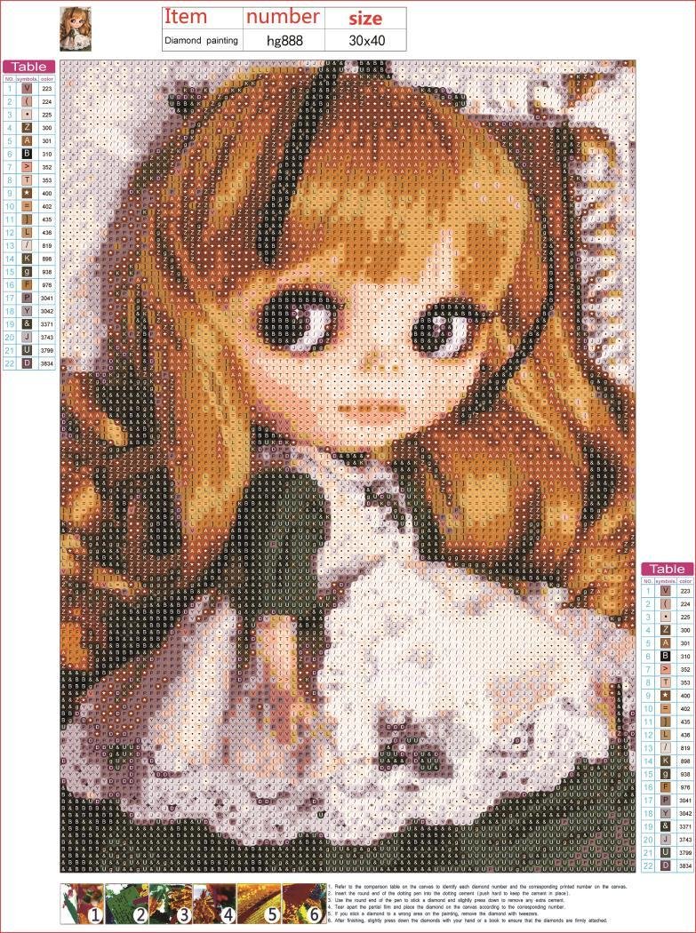 5D DIY Diamond Painting Kit - Full Round - Gold Hair Doll