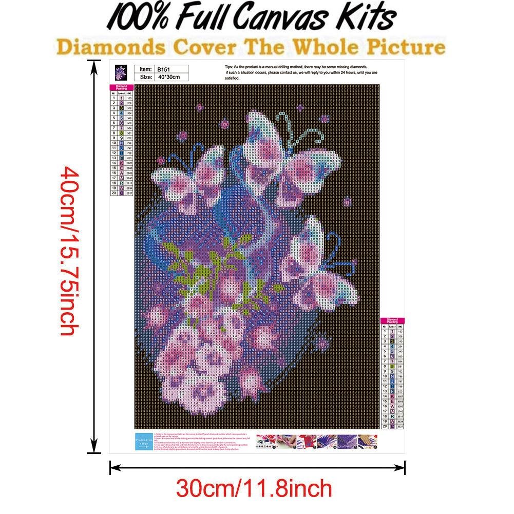Diamond Painting - Full Round - Flower Butterfly E