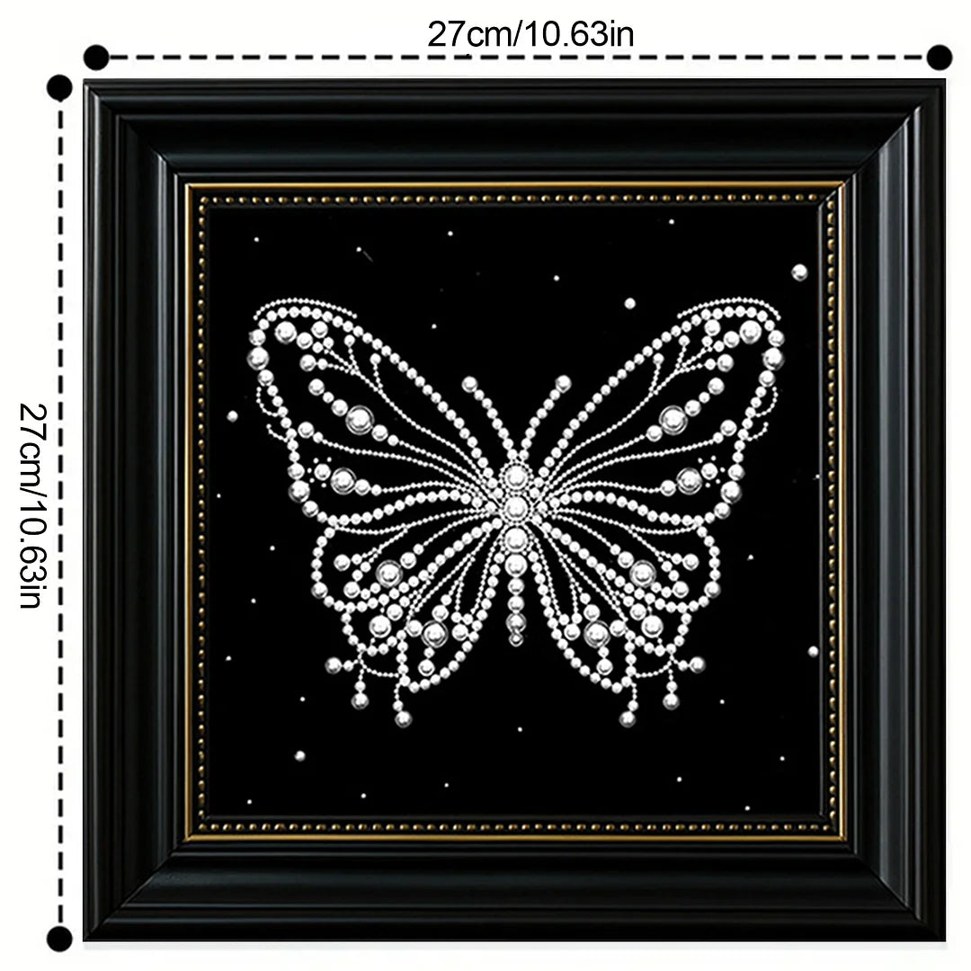 DIY Pearl Painting With Frame - Handmade Self-Adhesive Pearls - Butterfly (27*27cm)