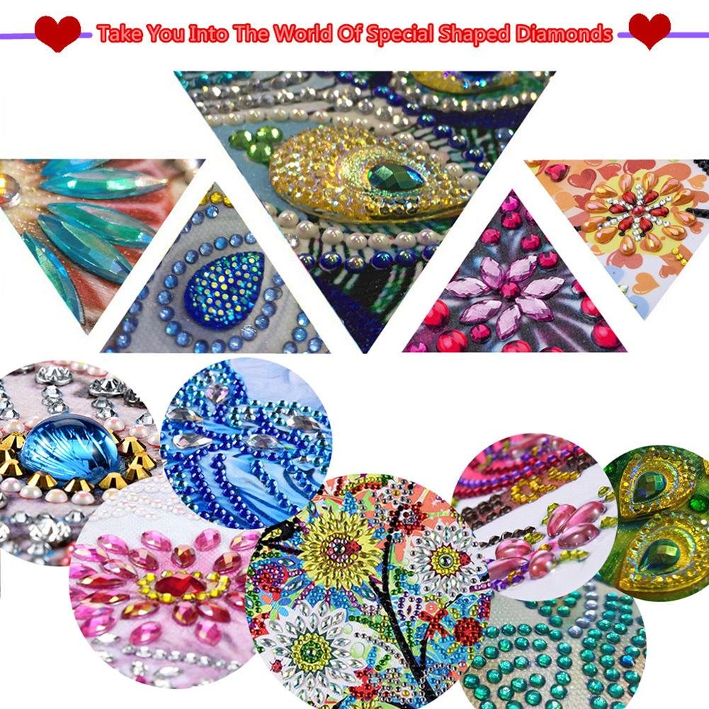 DIY Special Shape Diamond Painting Leather Bookmark Tassel Wolf Embroidery