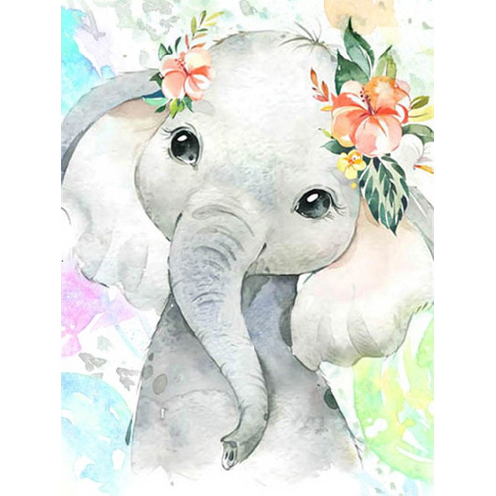 5D Diy Diamond Painting Kit Full Round Beads Elephant