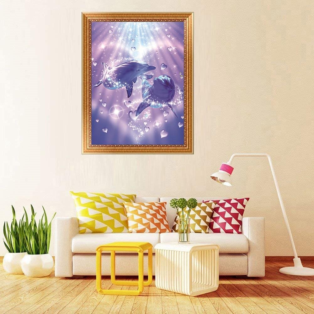 5D DIY Diamond Painting Kit - Full Round - Lovely Dolphins