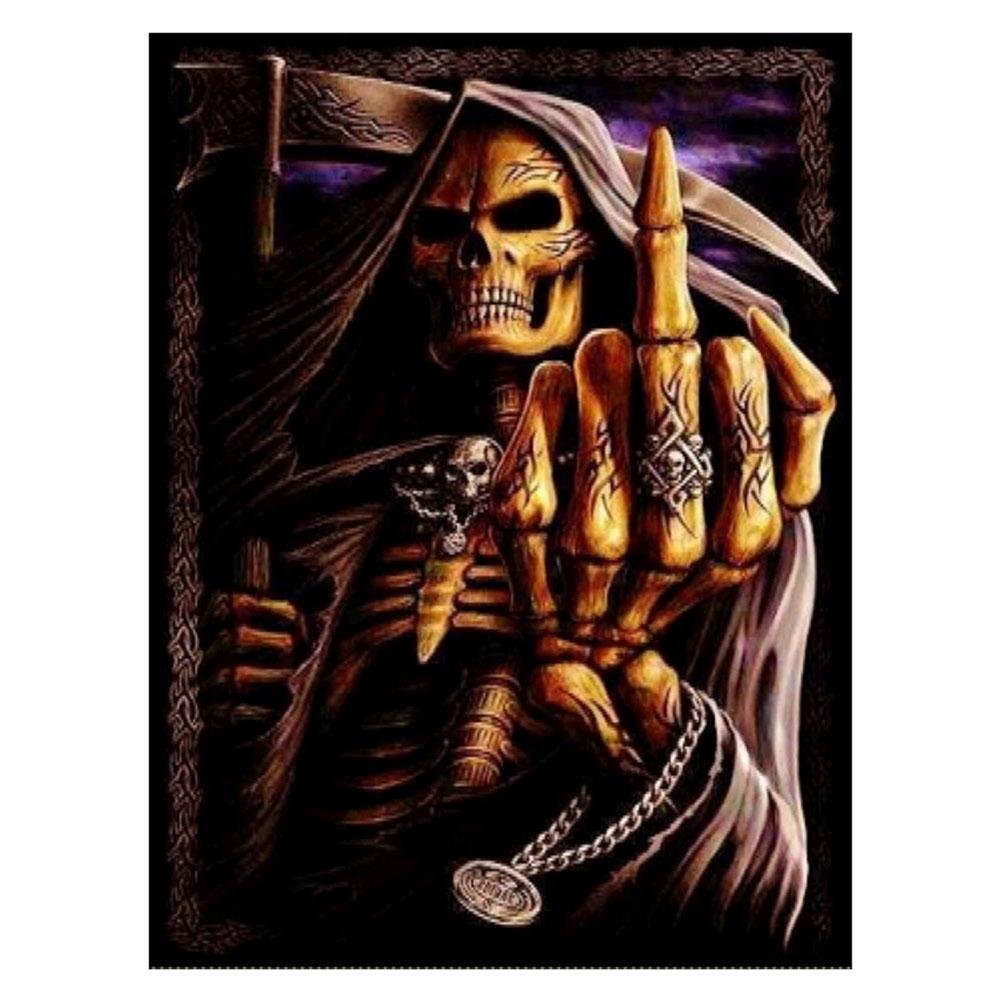 5D Diy Diamond Painting Kit Full Round Beads Skull Man