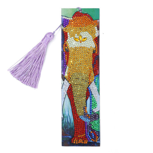 DIY Elephant Rhinestone Diamond Painting Leather Bookmark Leather Craft