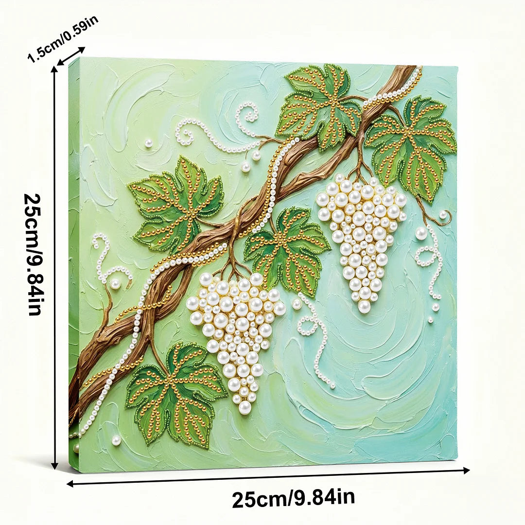 DIY Pearl Painting With Frame - Handmade Self-Adhesive Pearls - Grape (25*25cm)