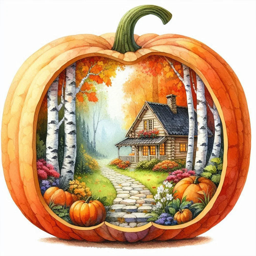 Diamond Painting - Full Round / Square - Pumpkin Autumn View