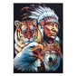 5D Diy Diamond Painting Kit Full Round Beads Indians and Tigers