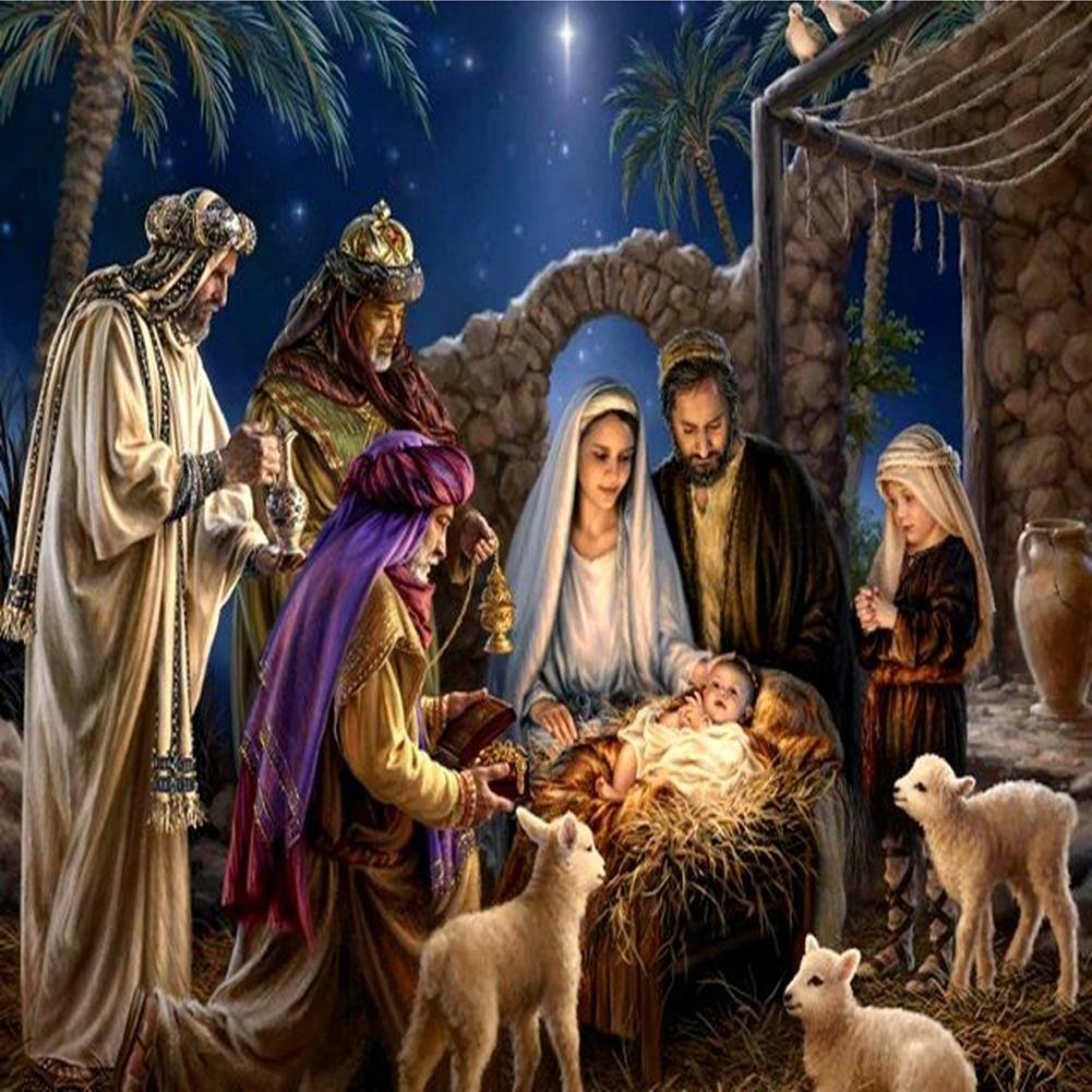 5D Diy Diamond Painting Kit Full Round Beads Birth of Jesus