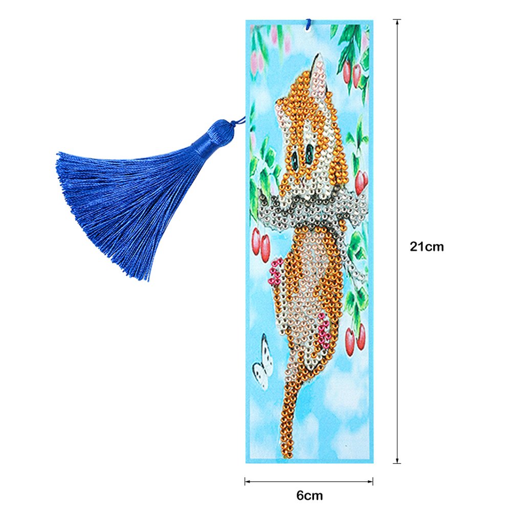 5D Diamond Painting Climbing Cat Bookmark Leather Page marker