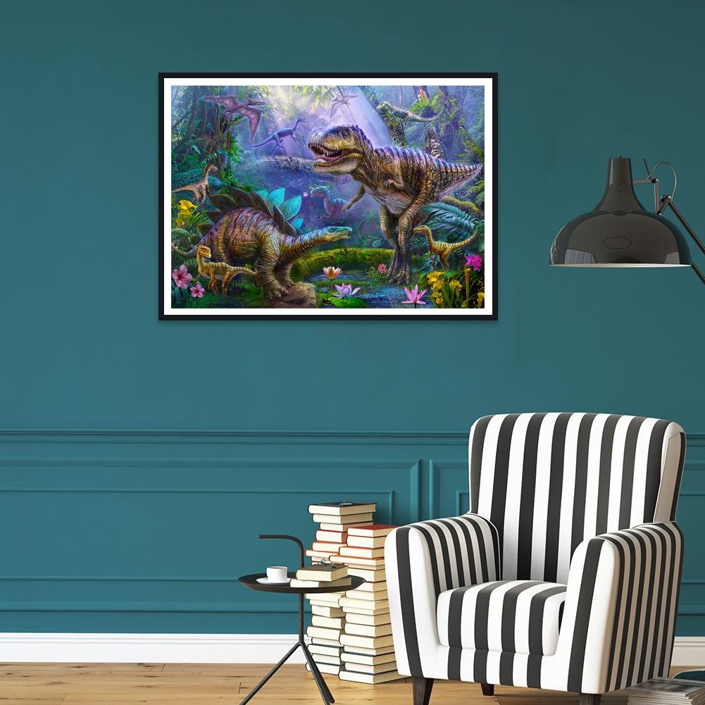 Diamond Painting - Full Round - Dinosaurs in Forest