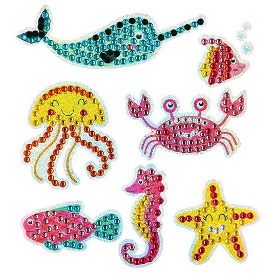 7pcs diy round drill diamond painting mosaic marine animal adhesive stickers