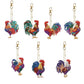 7pcs DIY Diamond Painting Keychains - Roosters