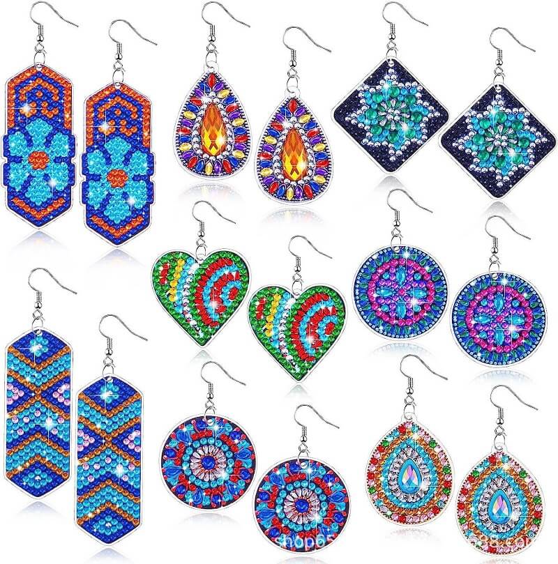 DIY Mandala Diamond Painting Earrings Kit