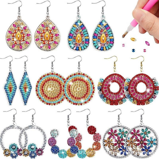 8Pcs DIY Mandala Diamond Painting Earrings Kit
