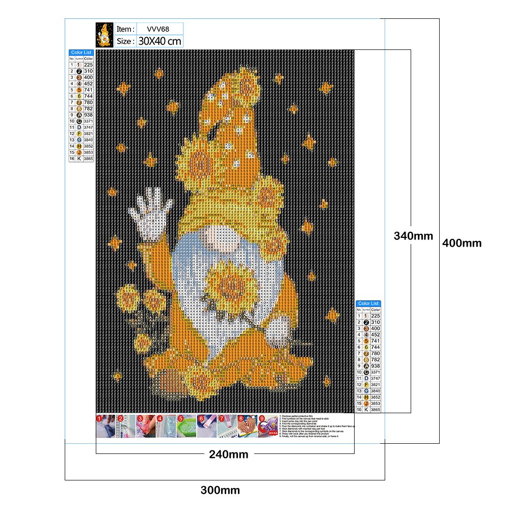 Faceless Gnome 5D DIY Diamond Painting Canvas Size