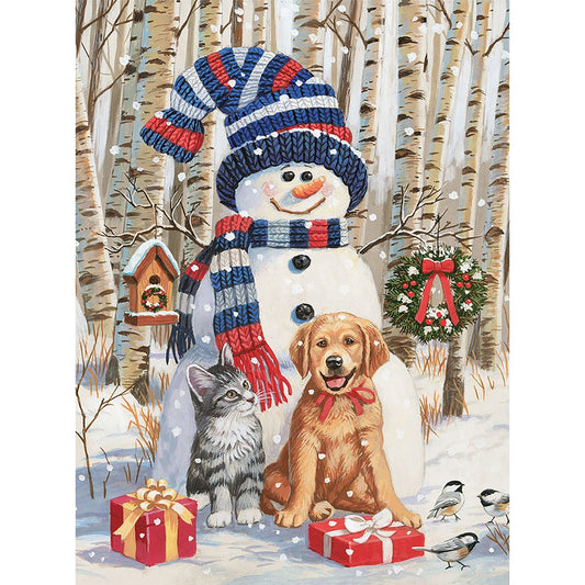 5D Diy Diamond Painting Kit Full Round Beads Snowman