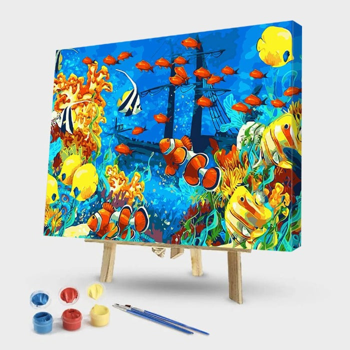 DIY Sea World Hand Painted Artwork Canvas Digital Oil Art Picture Craft Home Wall Decor