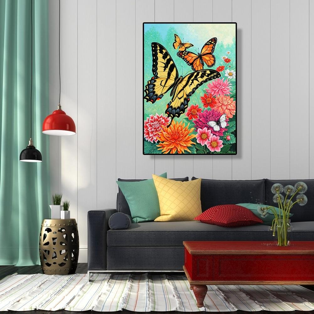 Diamond Painting - Full Round - Flower Butterfly C