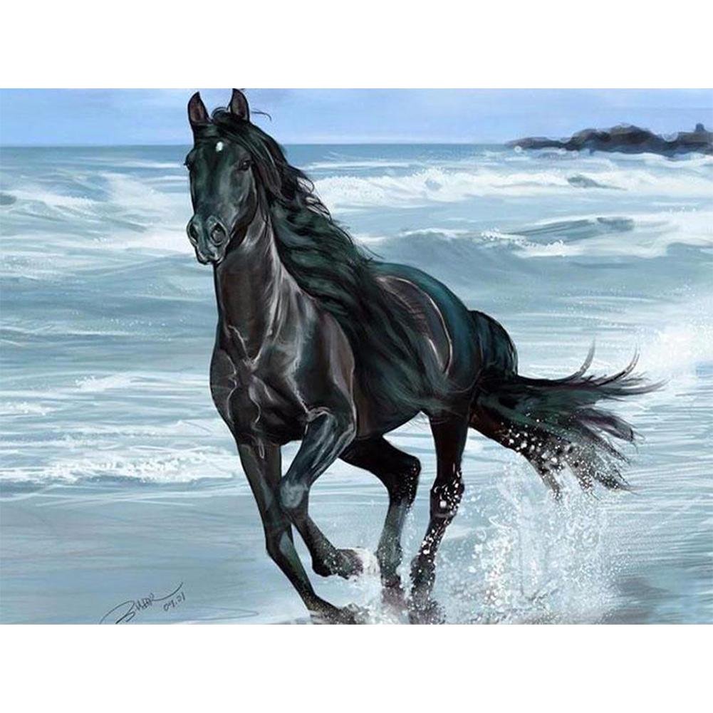 5D Diy Diamond Painting Kit Full Round Beads Running Horse