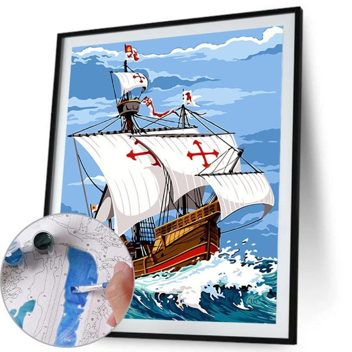Moving Ship Hand Painted Canvas Oil Art Picture Craft Home Wall