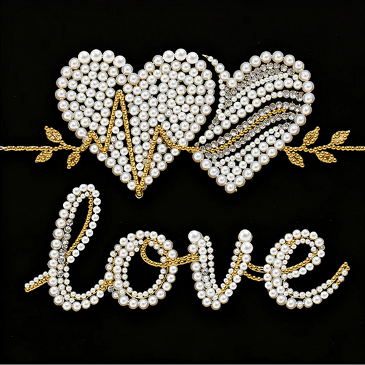 DIY Pearl Painting With Frame - Handmade Self-Adhesive Pearls - Love (25*25cm)