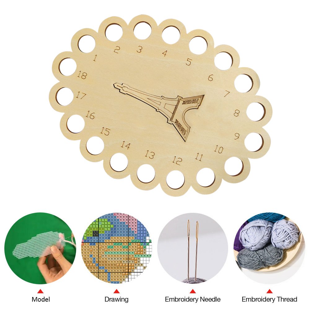 Hollow Thread Board Wooden Cross Stitch Tool - Eiffel Tower